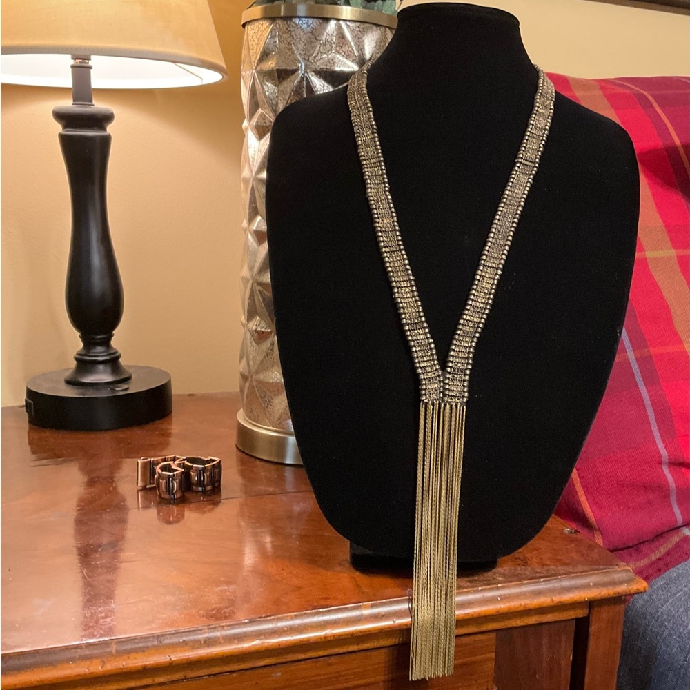 UNBRANDED Necklace Unique Long Fringe Sexy Woven Gold Tone